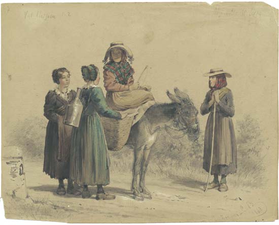 Contadine e un asinello