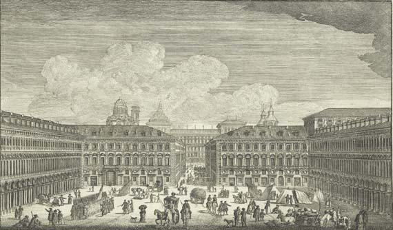 piazza San Carlo. In primo piano vari animali