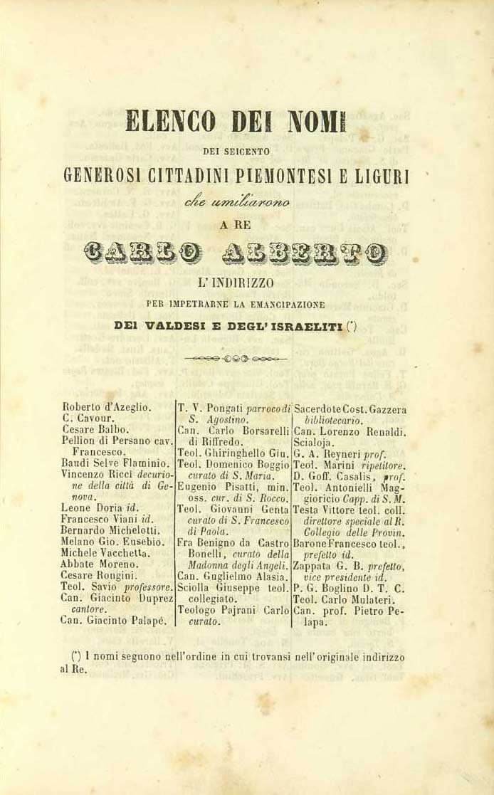 Elenco dei nomi dei seicento generosi cittadini
