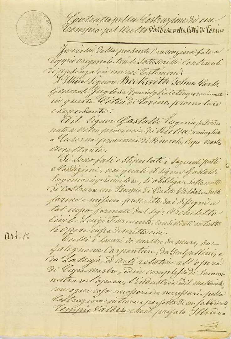 Contratto per la Costruzione del Tempio