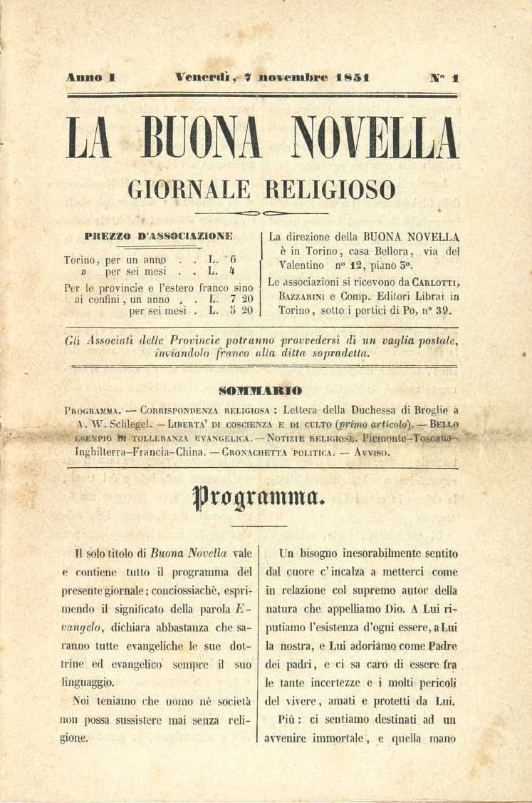 settimanale valdese "La Buona Novella" 